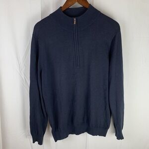 FootJoy 1/4 Zip Sweater Mens‎ Medium Navy Wool Golf Preppy Business Casual Work